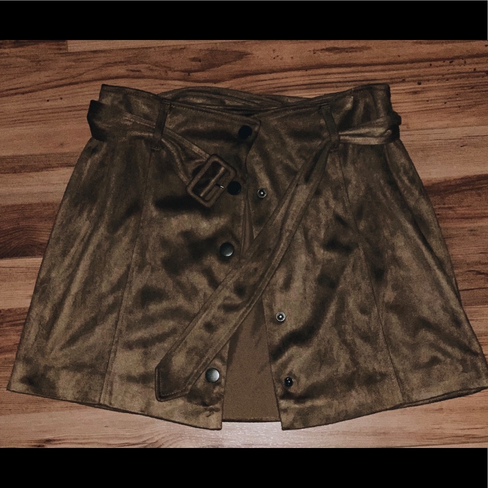 Suede Mini Belted Skirt